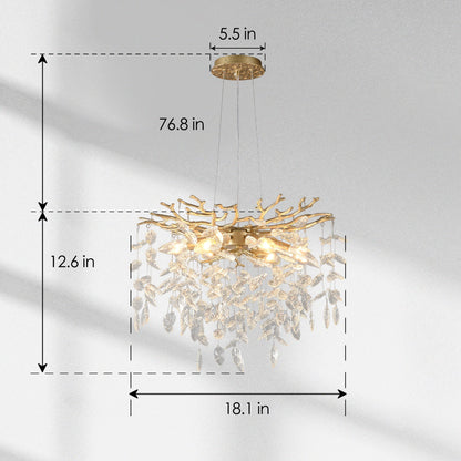 6-Light Crystal Chandelier in gold finish with crystal droplets by HouseOfZazla on Tampa Home & Garden Store