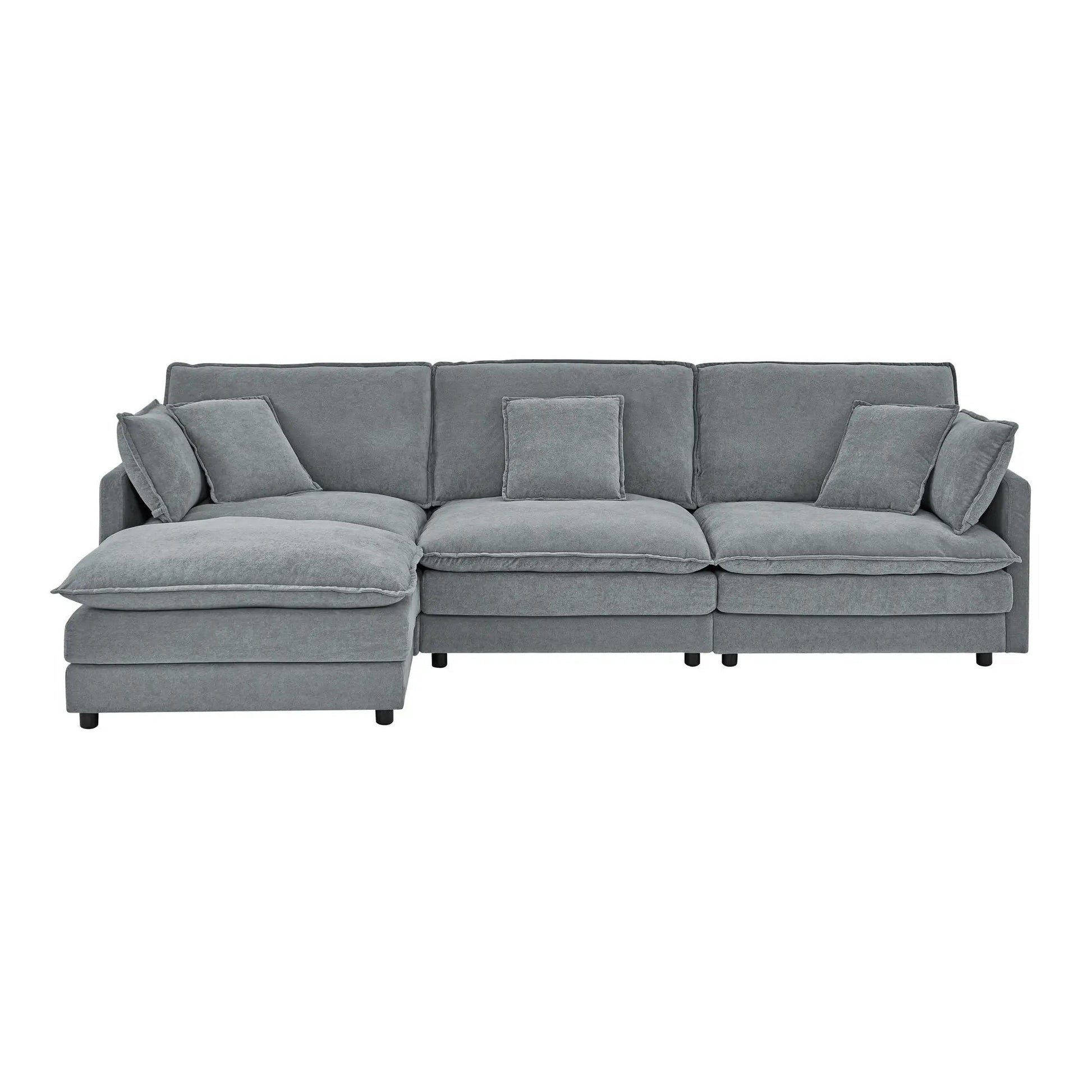 L-shaped sectional sofa with ottoman, grey fabric, convertible Unique Piece Furniture on Tampa Home & Garden Store
