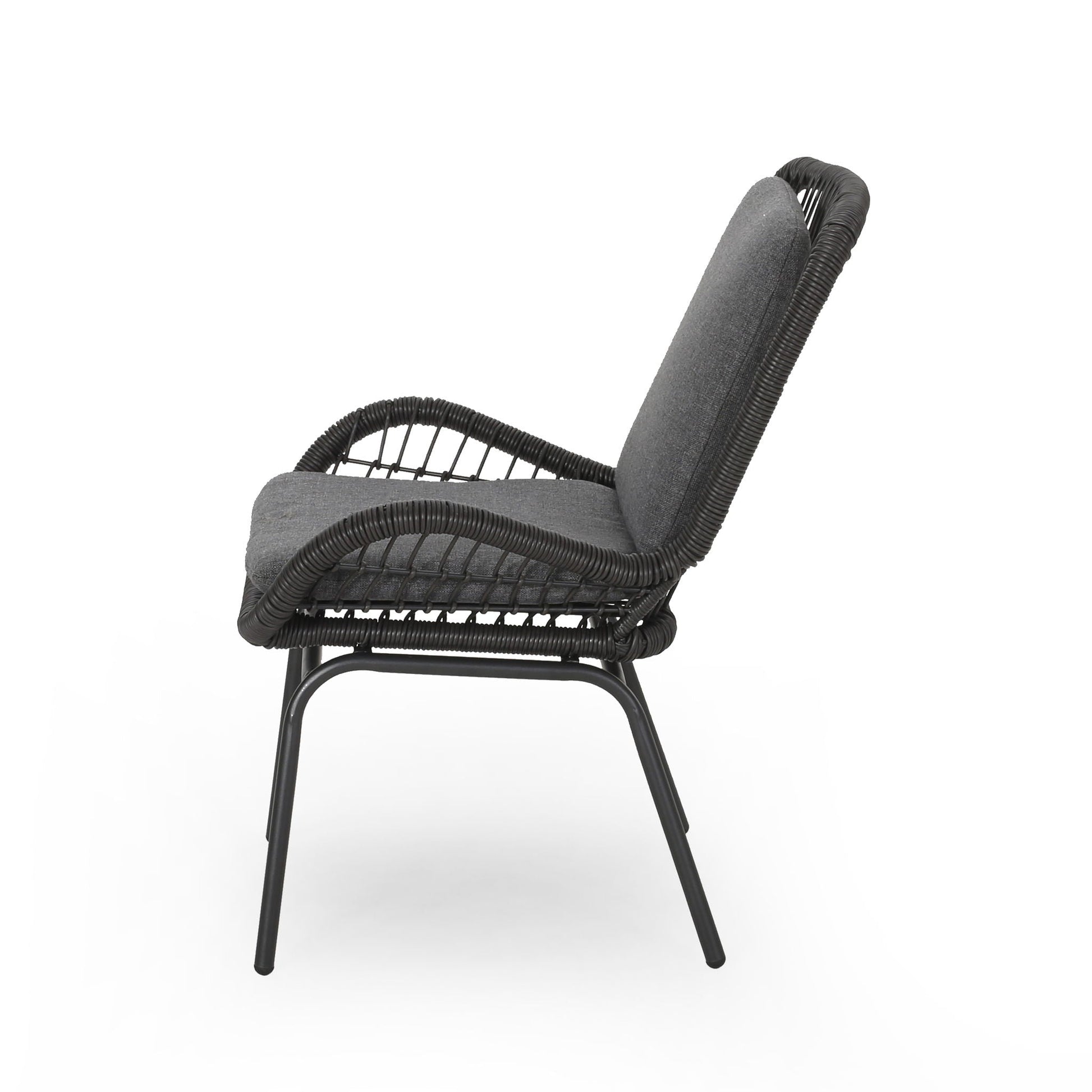 Outdoor Wicker Club Chair With Cushions Set of 2, gray cushions, wicker frame HouseOfZazla on Tampa Home & Garden Store