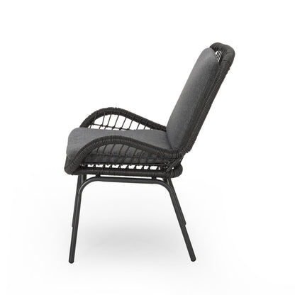 Outdoor Wicker Club Chair With Cushions Set of 2, gray cushions, wicker frame HouseOfZazla on Tampa Home & Garden Store