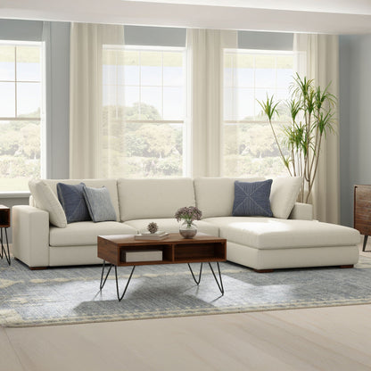 Charlie upholstered deep seater sectional sofa cream fabric with metal legs on Tampa Home & Garden Store
