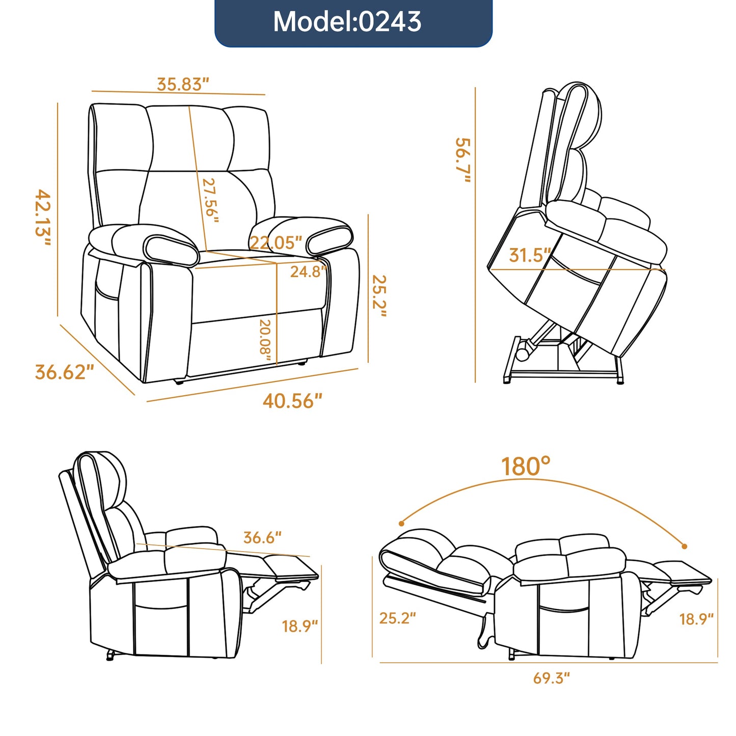 Black Leatheraire Heat Massage Recliner model 0243 by HouseOfZazla in black leather on Tampa Home & Garden Store