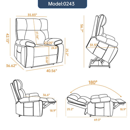 Black Leatheraire Heat Massage Recliner model 0243 by HouseOfZazla in black leather on Tampa Home & Garden Store