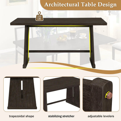 Dining set: dark wood table with 4 upholstered chairs and padded bench by Unique Piece Furniture on Tampa Home & Garden Store