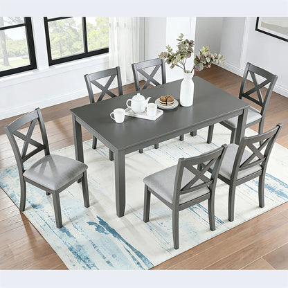 Rectangular dining table set with 6 gray chairs by Unique Piece Furniture vase and teapot tray on Tampa Home & Garden Store
