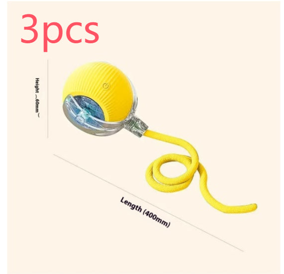 Electric cat toy ball set, yellow textured shell, rope, 3pcs by Sell My Stuff on Tampa Home & Garden Store