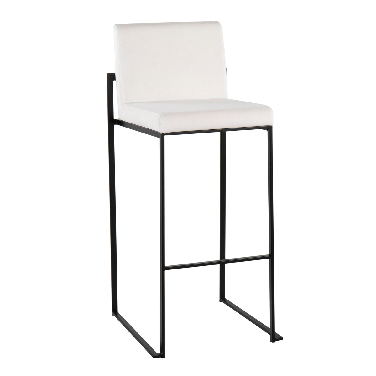 White high-back contemporary barstool by HouseOfZazla with black metal frame on Tampa Home & Garden Store