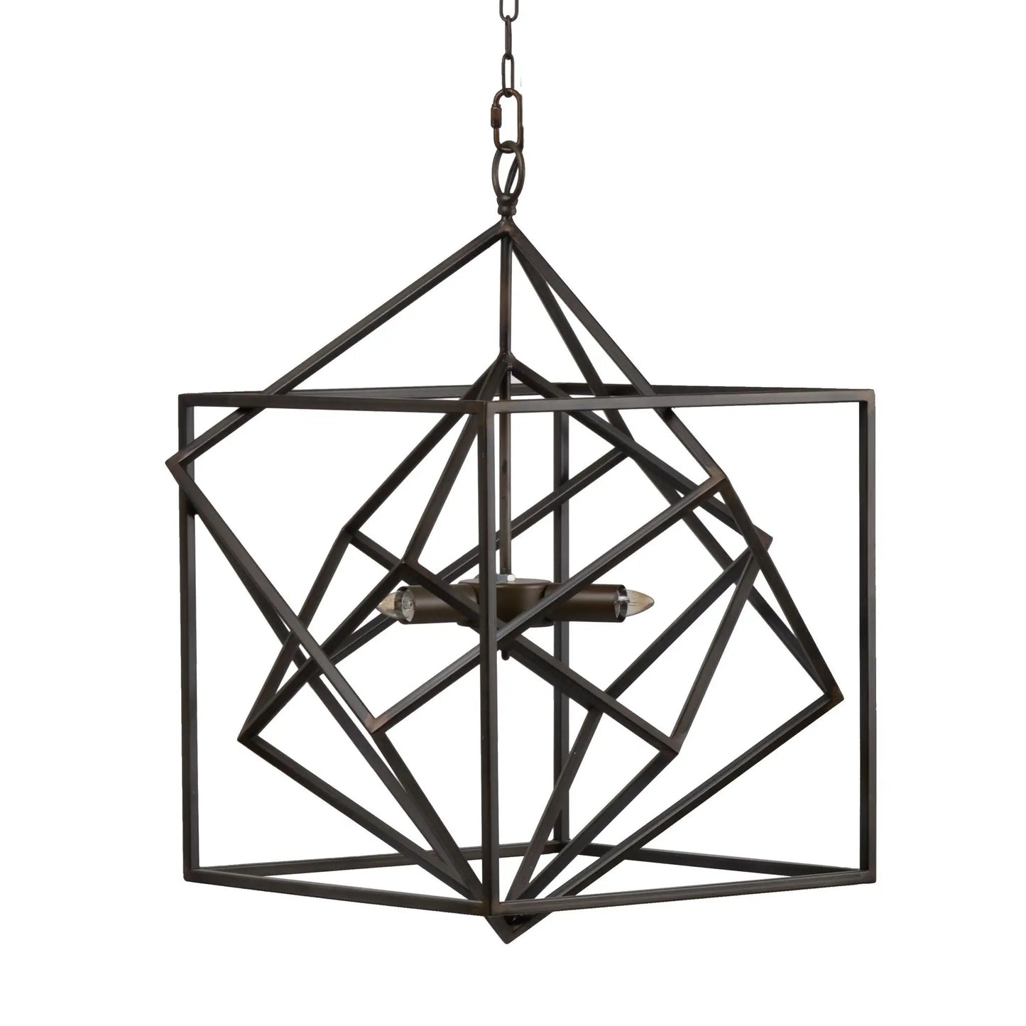 3-light black metal chandelier with frame and adjustable chain Unique Piece Furniture on Tampa Home & Garden Store