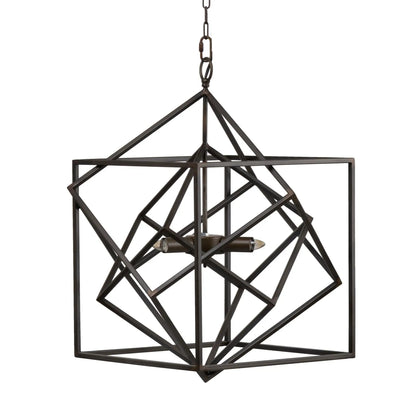 3-light black metal chandelier with frame and adjustable chain Unique Piece Furniture on Tampa Home & Garden Store