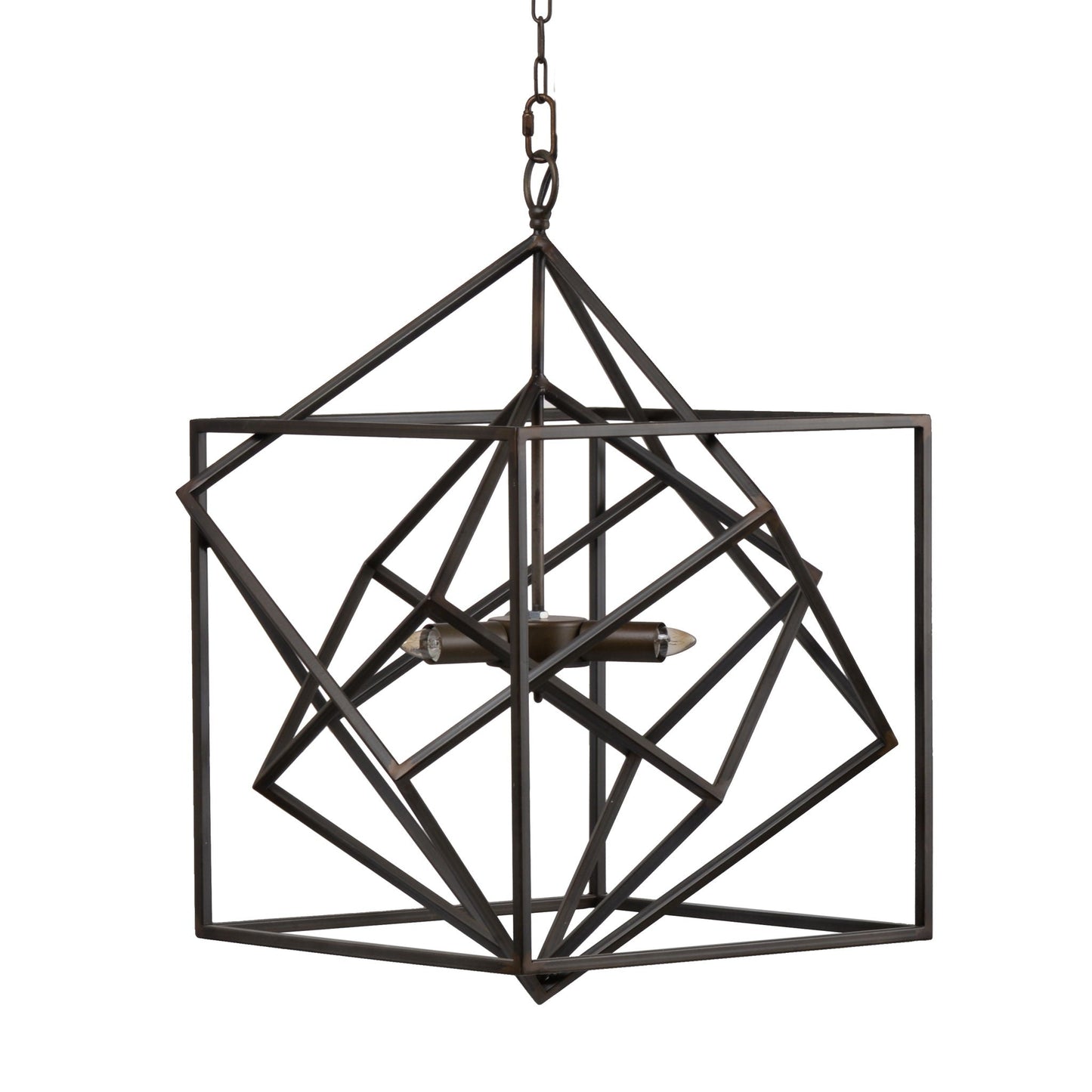 Black Three Light Chandelier and Ceiling Mount