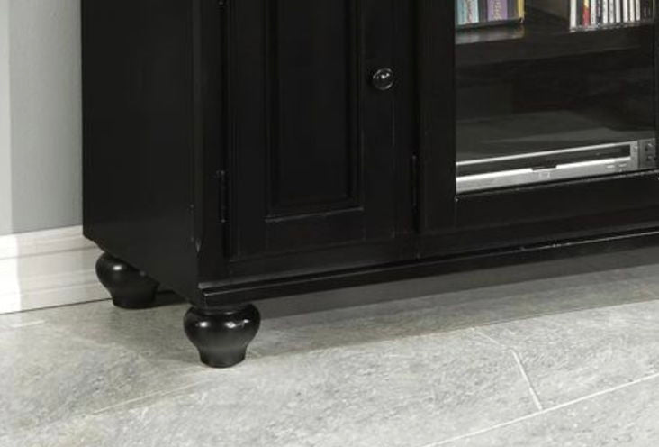Ferla TV Stand Black with glass-front cabinet and rounded feet by HouseOfZazla on Tampa Home & Garden Store