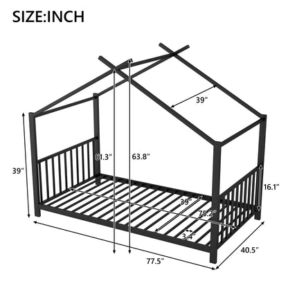 Metal House Canopy Bed Frame in black with durable design by Unique Piece Furniture on Tampa Home & Garden Store