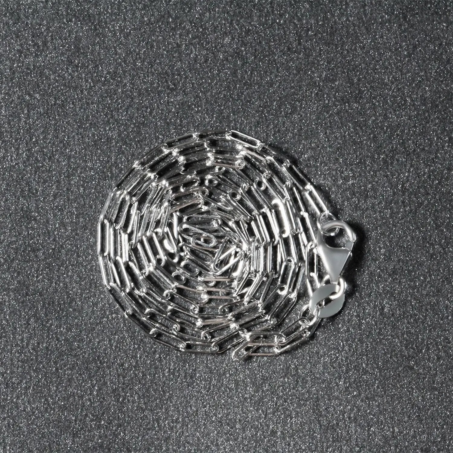 14K white gold paperclip chain necklace, 1.5mm links, by Bids.com, includes lobster clasp on Tampa Home & Garden Store