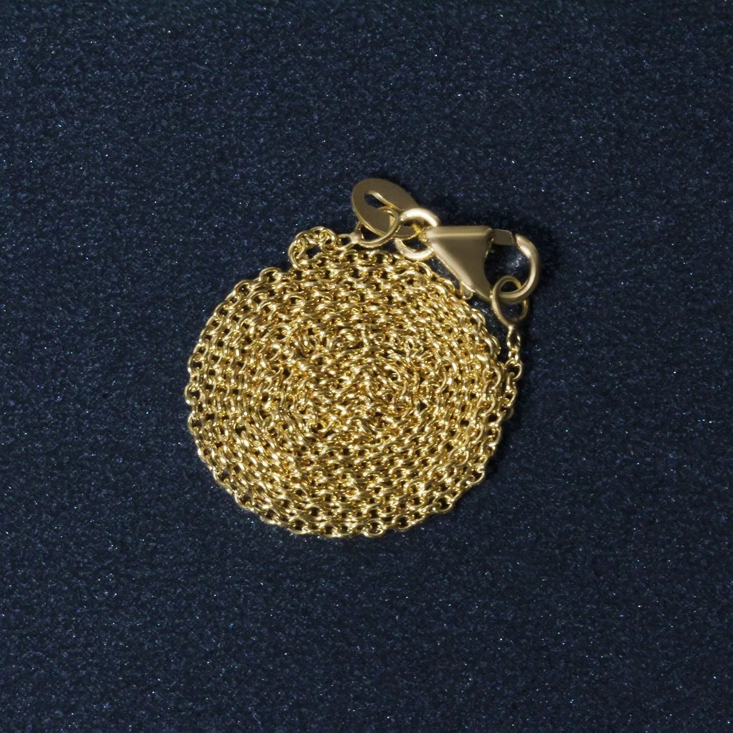 14k yellow gold round cable link chain necklace 1.2mm, coiled gold-tone links on Tampa Home & Garden Store