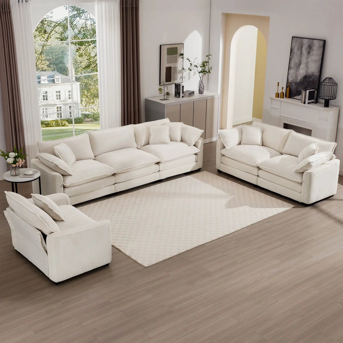 Elegant Sectional Sofa Set with Deep Seats