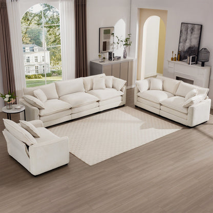 Elegant oversized 3-piece sectional sofa set in cream by HouseOfZazla with deep seats on Tampa Home & Garden Store