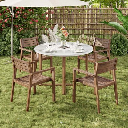 Acacia Wood 5 Piece Outdoor Dining and Chairs