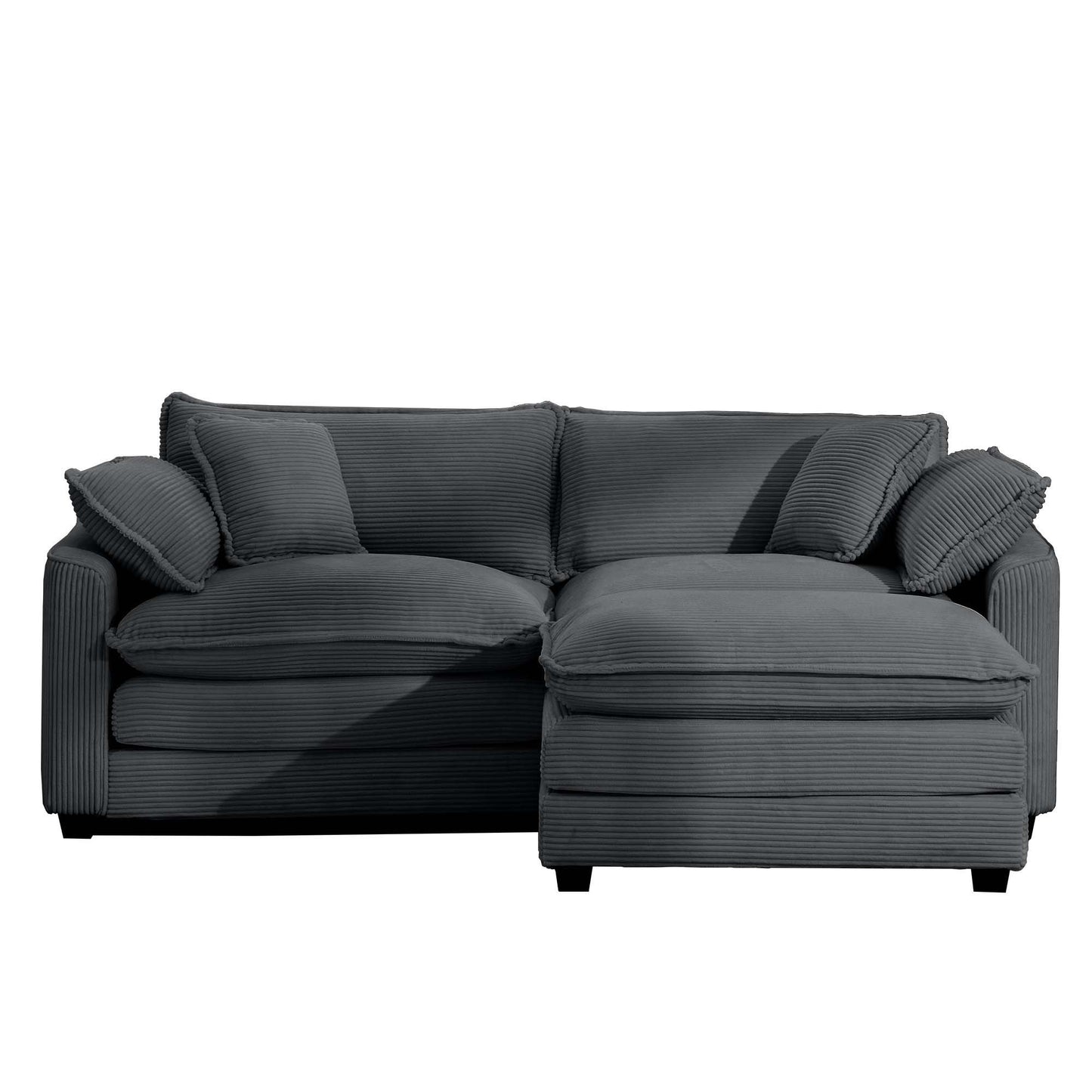 HouseOfZazla modern oversized modular cushion sofa with ottoman in dark gray ribbed fabric on Tampa Home & Garden Store