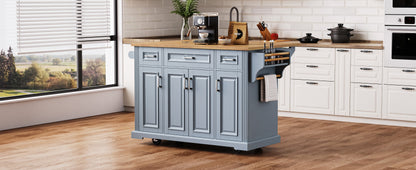 Large Rubber Wood Kitchen Island with Drop Leaf
