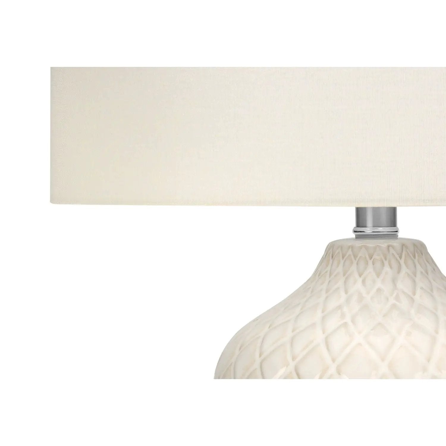 Table lamp cream ceramic base with lattice texture and shade by Unique Piece Furniture on Tampa Home & Garden Store