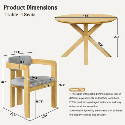 Outdoor Acacia Wood Round Dining Set and Chairs