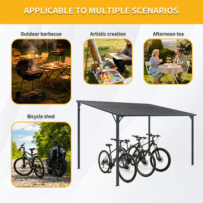 Outdoor 12X8 Galvanized Steel Pergola and Canopy