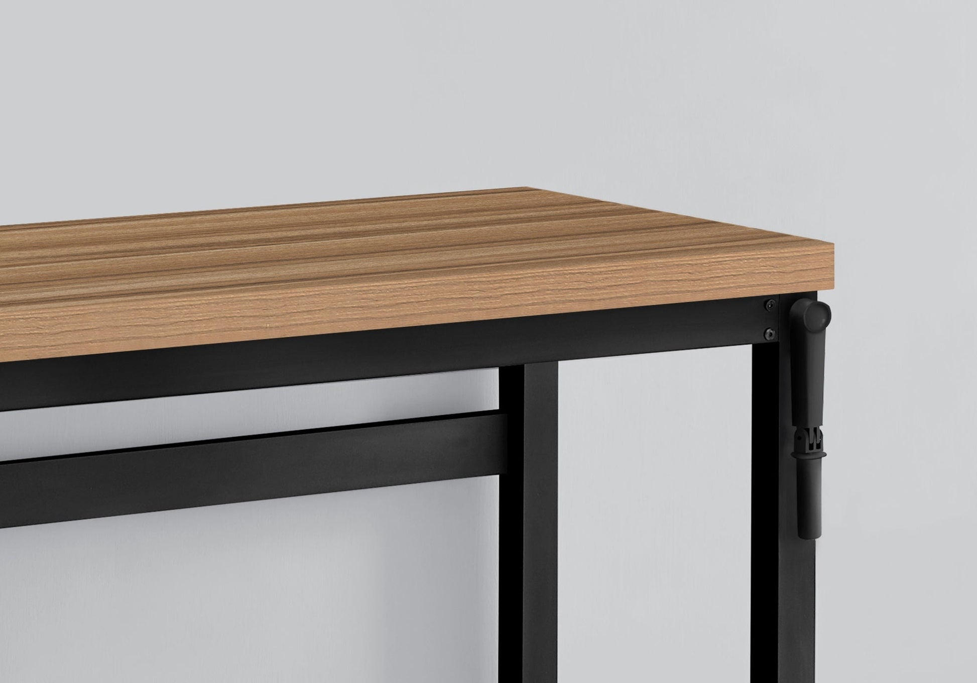 Adjustable standing computer desk by HouseOfZazla with wood grain top and black steel frame on Tampa Home & Garden Store