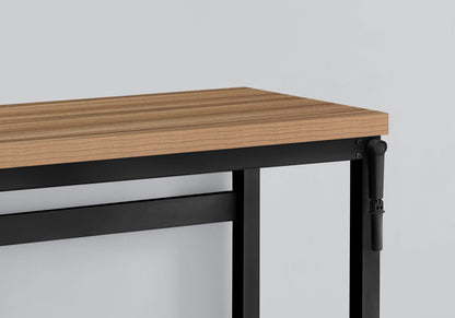Adjustable standing computer desk by HouseOfZazla with wood grain top and black steel frame on Tampa Home & Garden Store