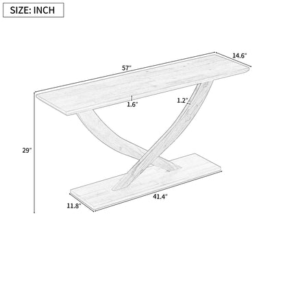 Console table with cross-leg base and reinforced support plate by HouseOfZazla, wood, 57in on Tampa Home & Garden Store