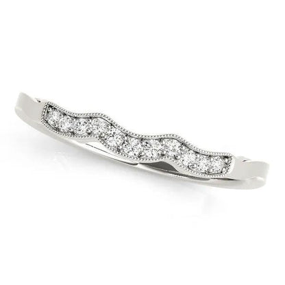 14k white gold wave milgrain diamond wedding ring with pavé diamonds 1/20 cttw by Bids.com on Tampa Home & Garden Store