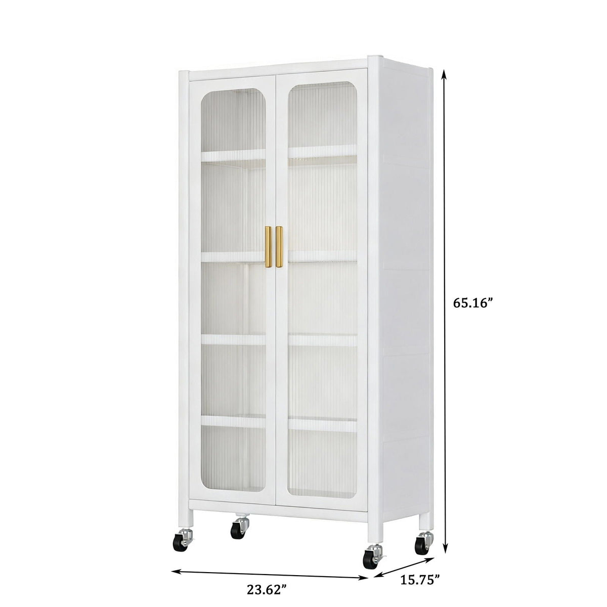 6 Tier Storage Cabinet with Transparent Door white finish adjustable shelves casters on Tampa Home & Garden Store