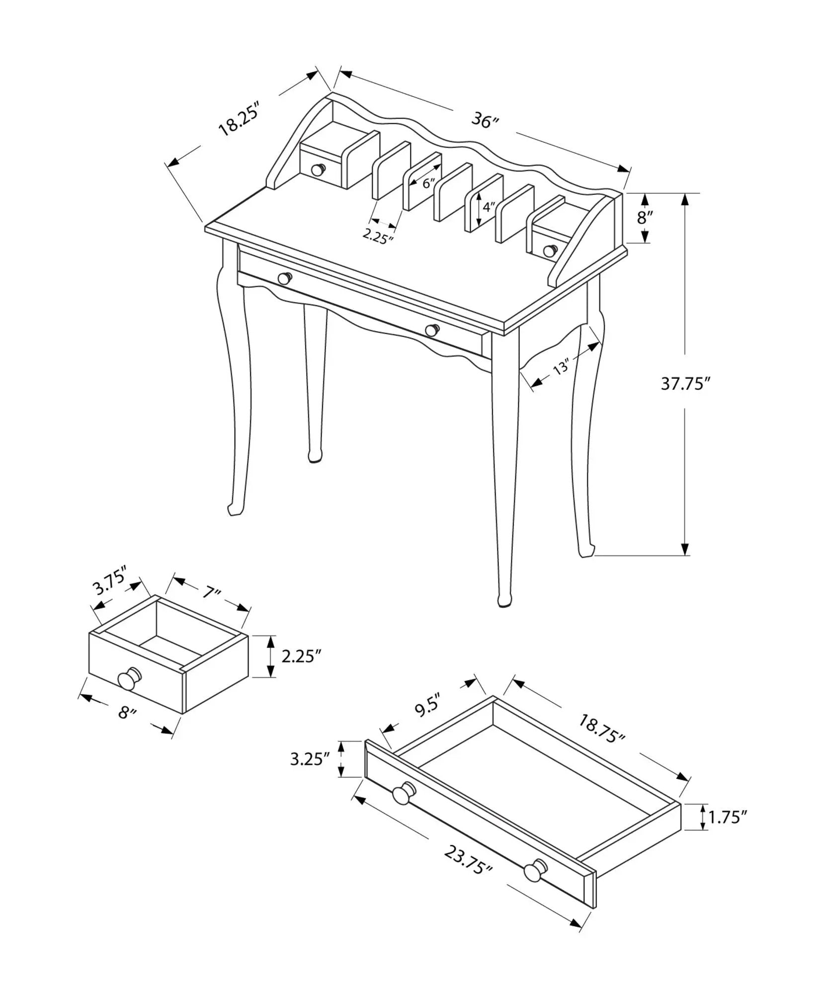 Computer desk for home office with drawers and cubby storage, traditional Unique Piece Furniture on Tampa Home & Garden Store
