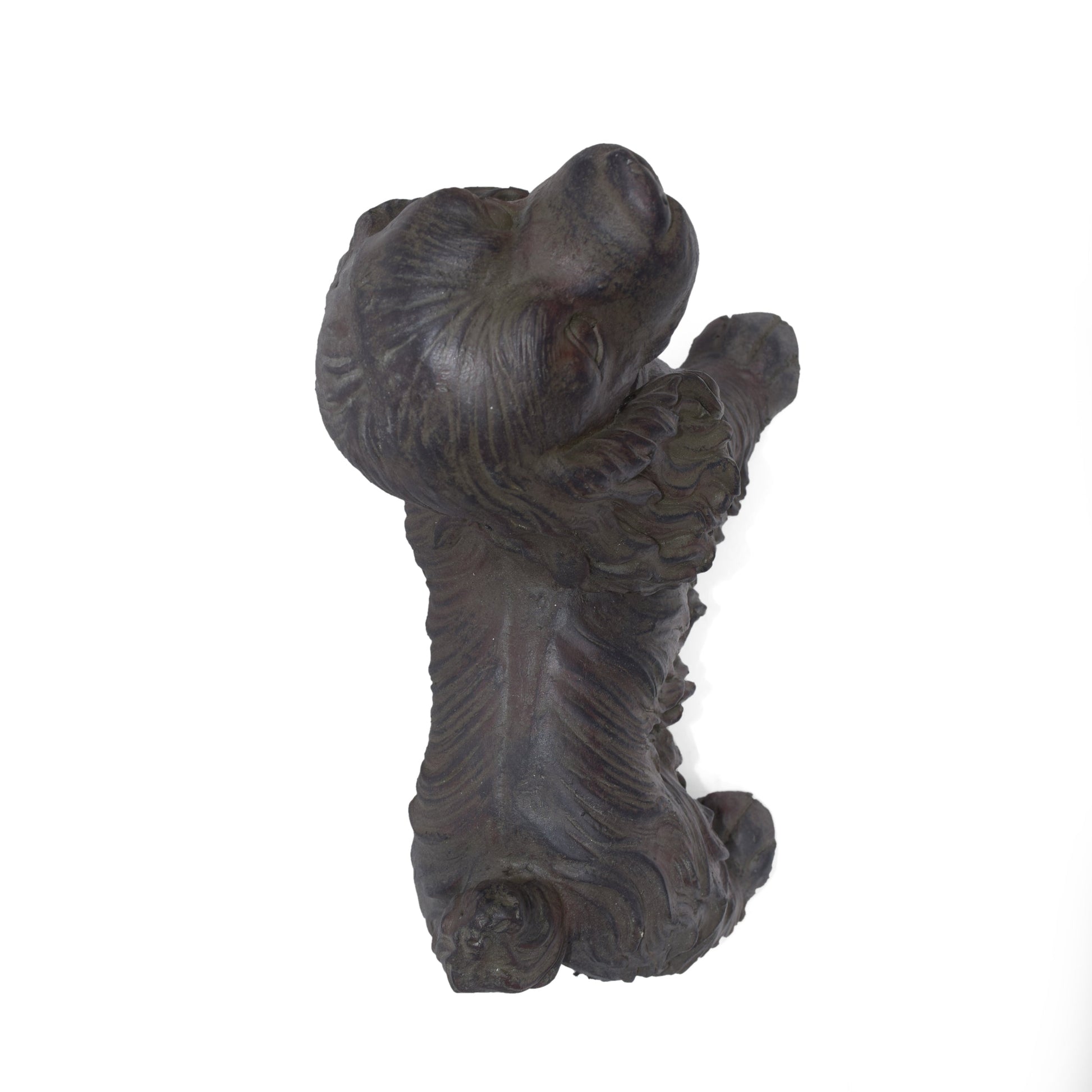 Josie Dog Cast Stone Garden Statue dark brown finish for outdoor display on Tampa Home & Garden Store