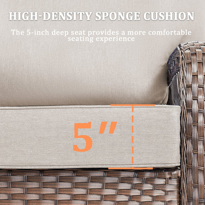 Outdoor glider chairs set of 2 with beige cushions on brown wicker frame on Tampa Home & Garden Store