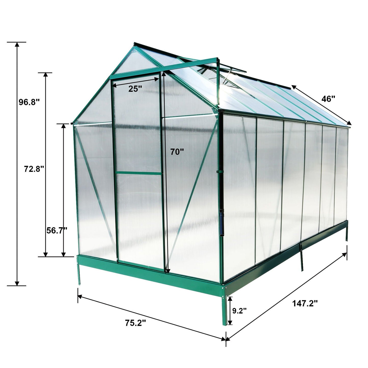 Heavy Duty Polycarbonate Greenhouse Kit and Door