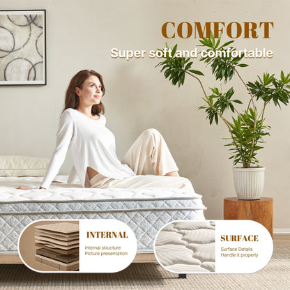TM Home 12 Inch Hybrid Cooling Memory Foam Mattress white quilted top on Tampa Home & Garden Store