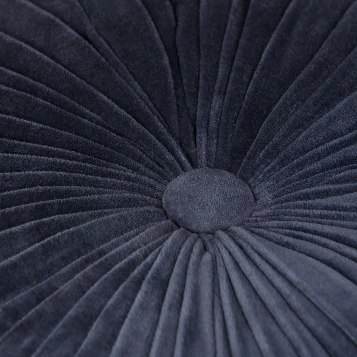Renee Handcrafted Round Pouf navy velvet with radiating pleated texture on Tampa Home & Garden Store