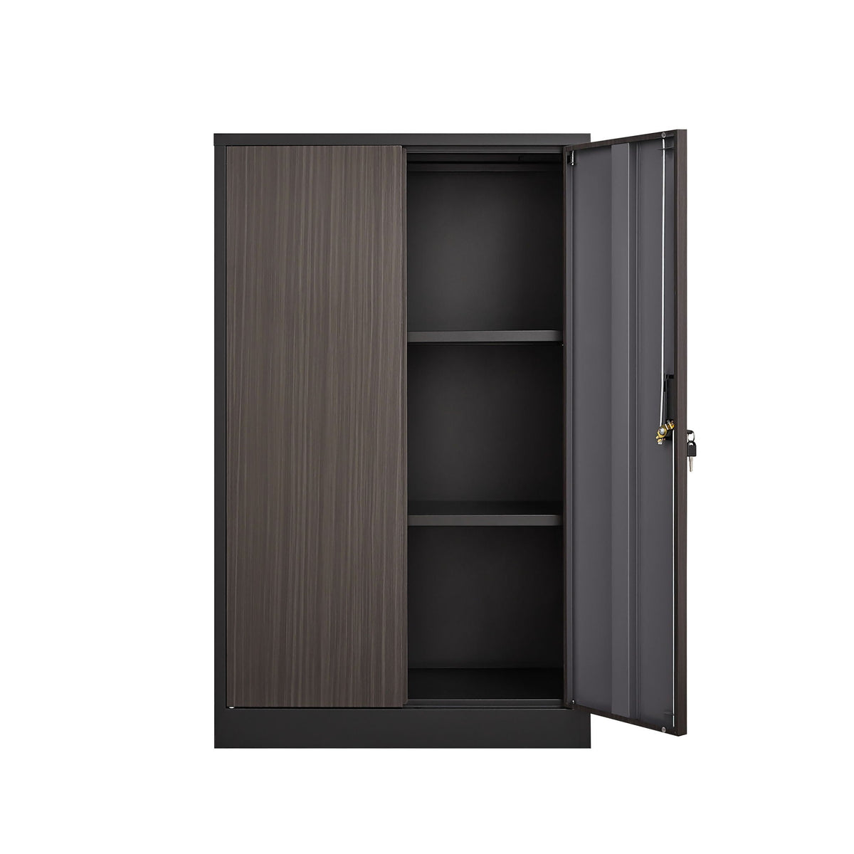 Metal storage cabinet HouseOfZazla with locking doors and adjustable shelf in dark steel on Tampa Home & Garden Store