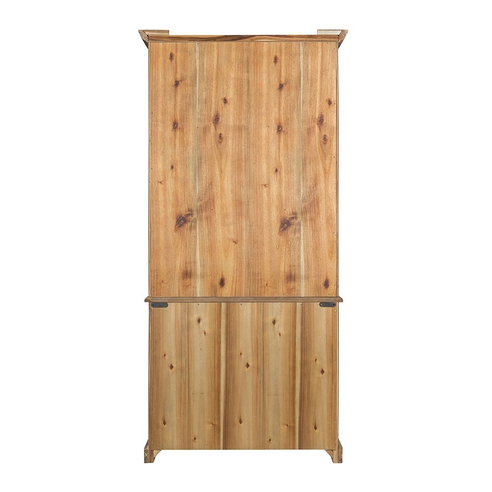 Solid acacia wood accent cabinet with tall upper and lower doors, finish by HouseOfZazla on Tampa Home & Garden Store