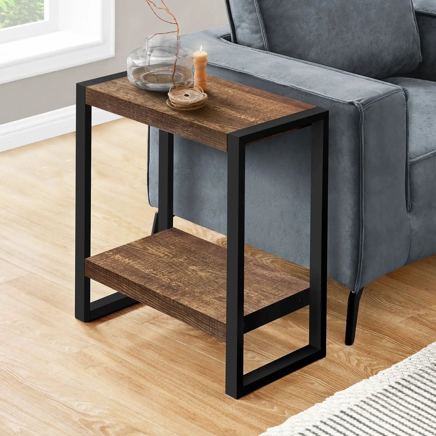 Accent Table Industrial Side Table with Flexible