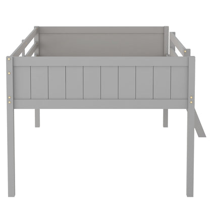 Low loft bed with adjustable ladder in gray finish, slatted front panel on Tampa Home & Garden Store