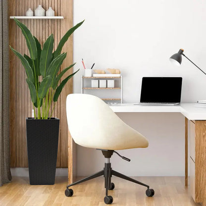 Pack of 2 square black planters with automatic watering system beside a white office desk on Tampa Home & Garden Store