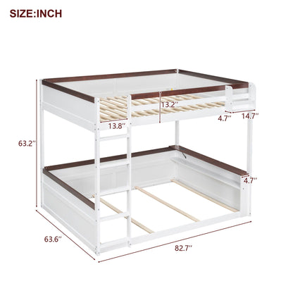 Bunk bed frame by HouseOfZazla white with brown rail accents ladder and slatted beds on Tampa Home & Garden Store
