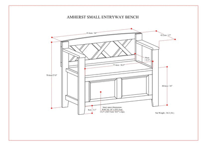 Amherst Small Transitional Entryway Storage Bench