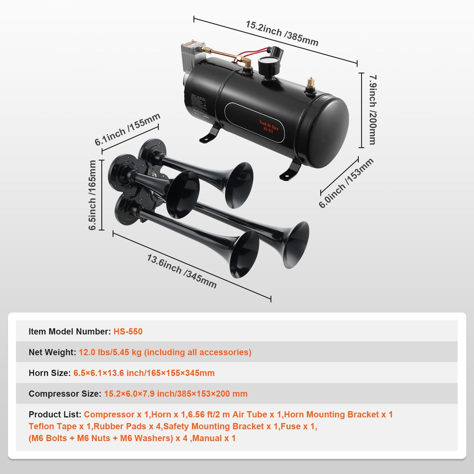 Train horns kit by HouseOfZazla, 4-trumpet, black compressor tank for pickup trucks 150dB on Tampa Home & Garden Store