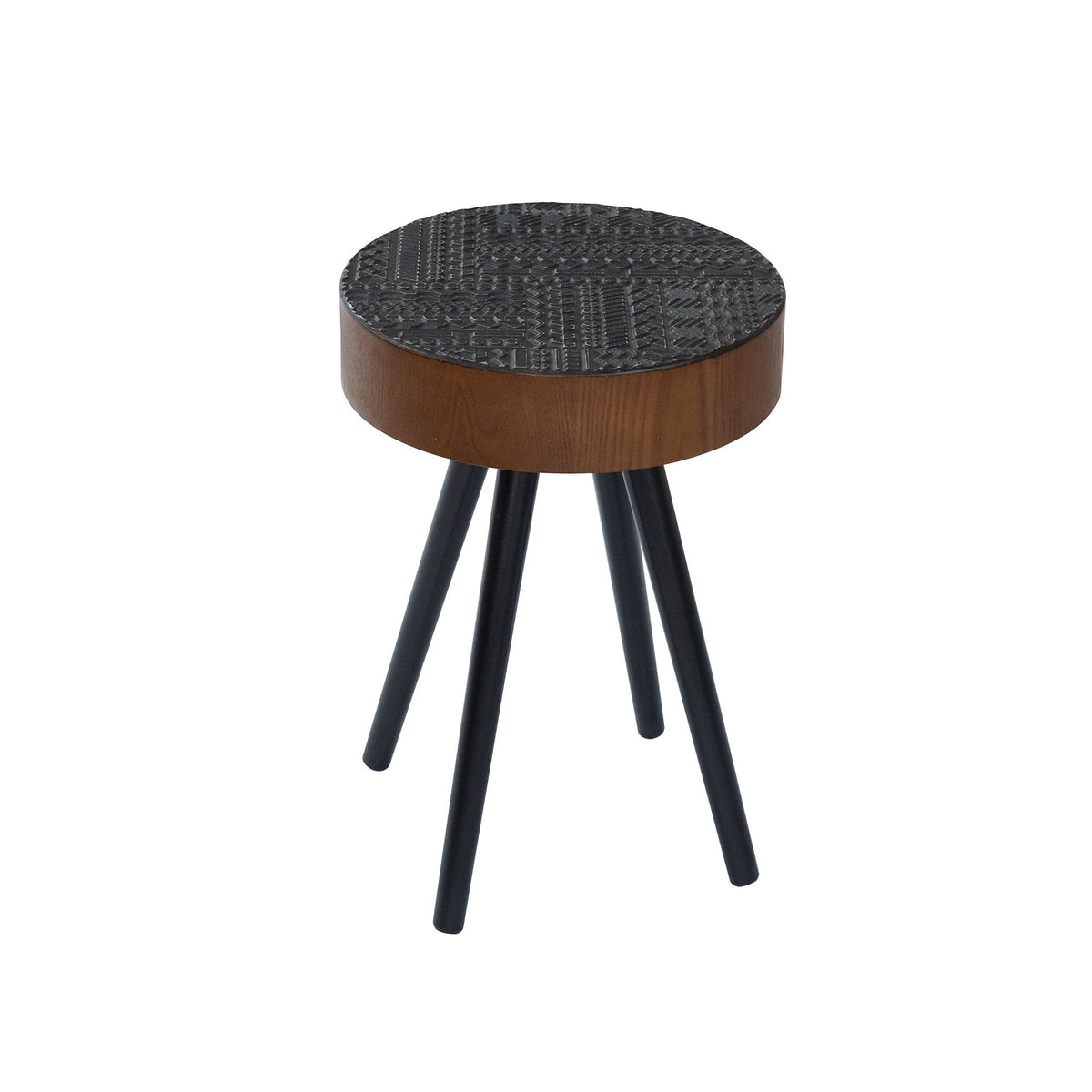 Round carved-top coffee table with dark brown finish and solid wood legs HouseOfZazla on Tampa Home & Garden Store