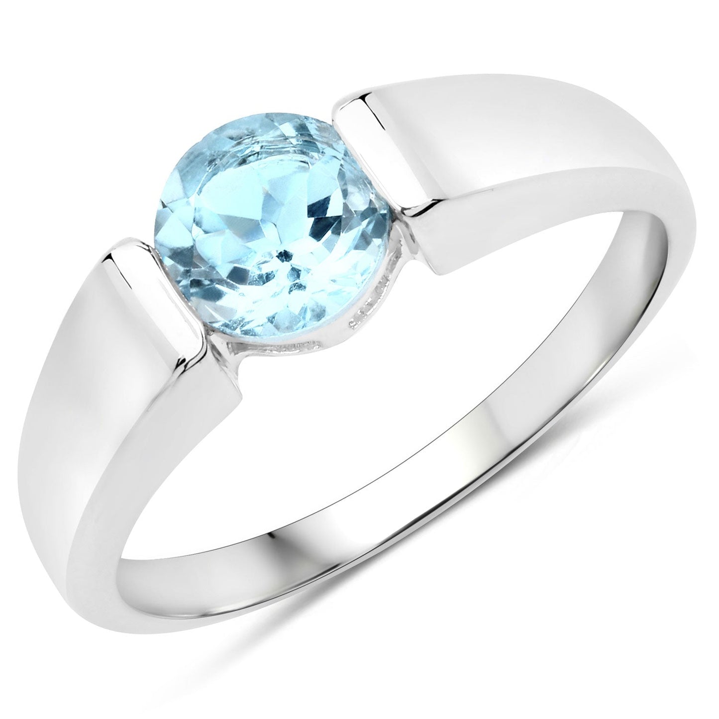 Blue topaz sterling silver ring, 1.05ct, genuine gemstone on Tampa Home & Garden Store