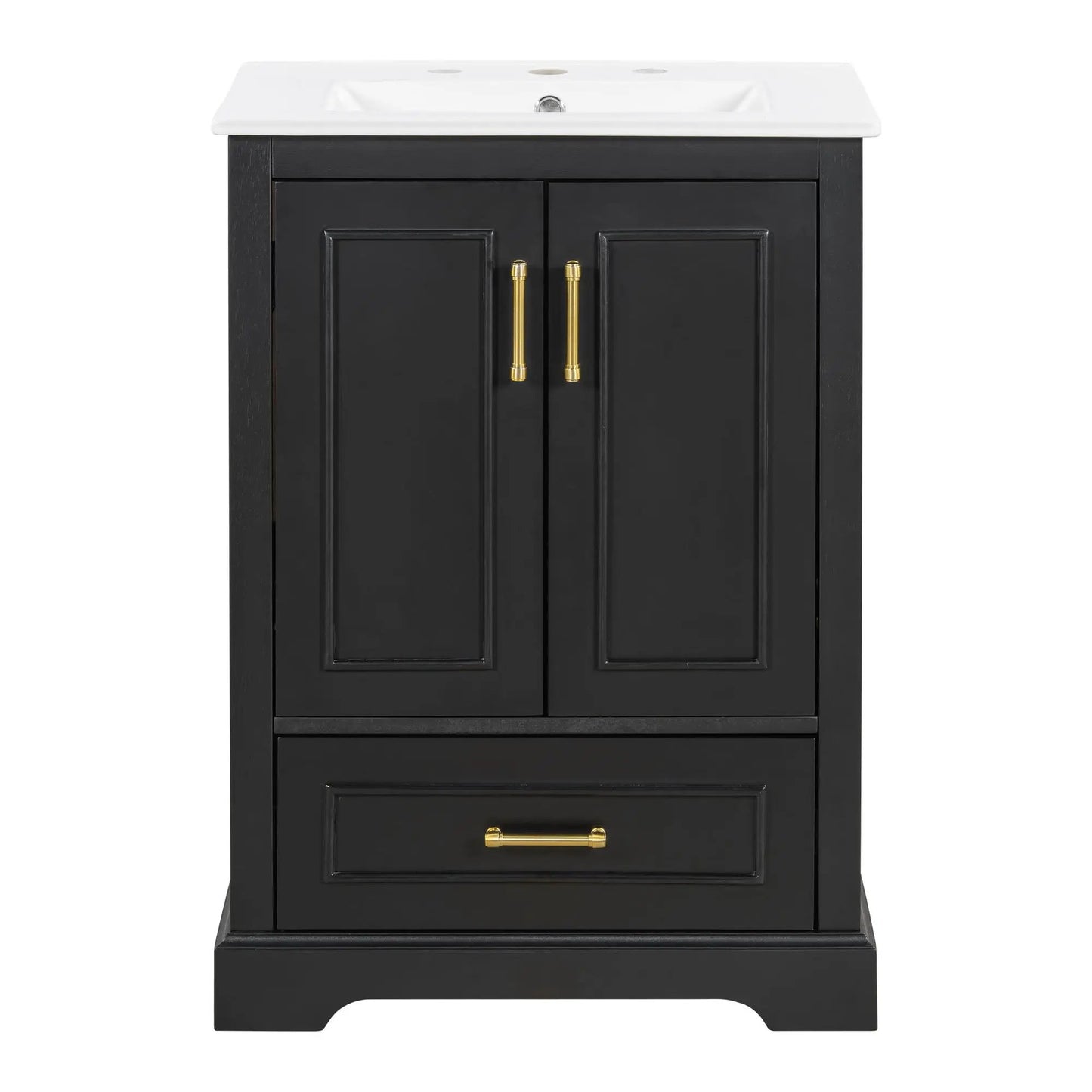 Unique Piece Furniture vanity with sink in black cabinet, 1 drawer and 2 doors, hardware on Tampa Home & Garden Store