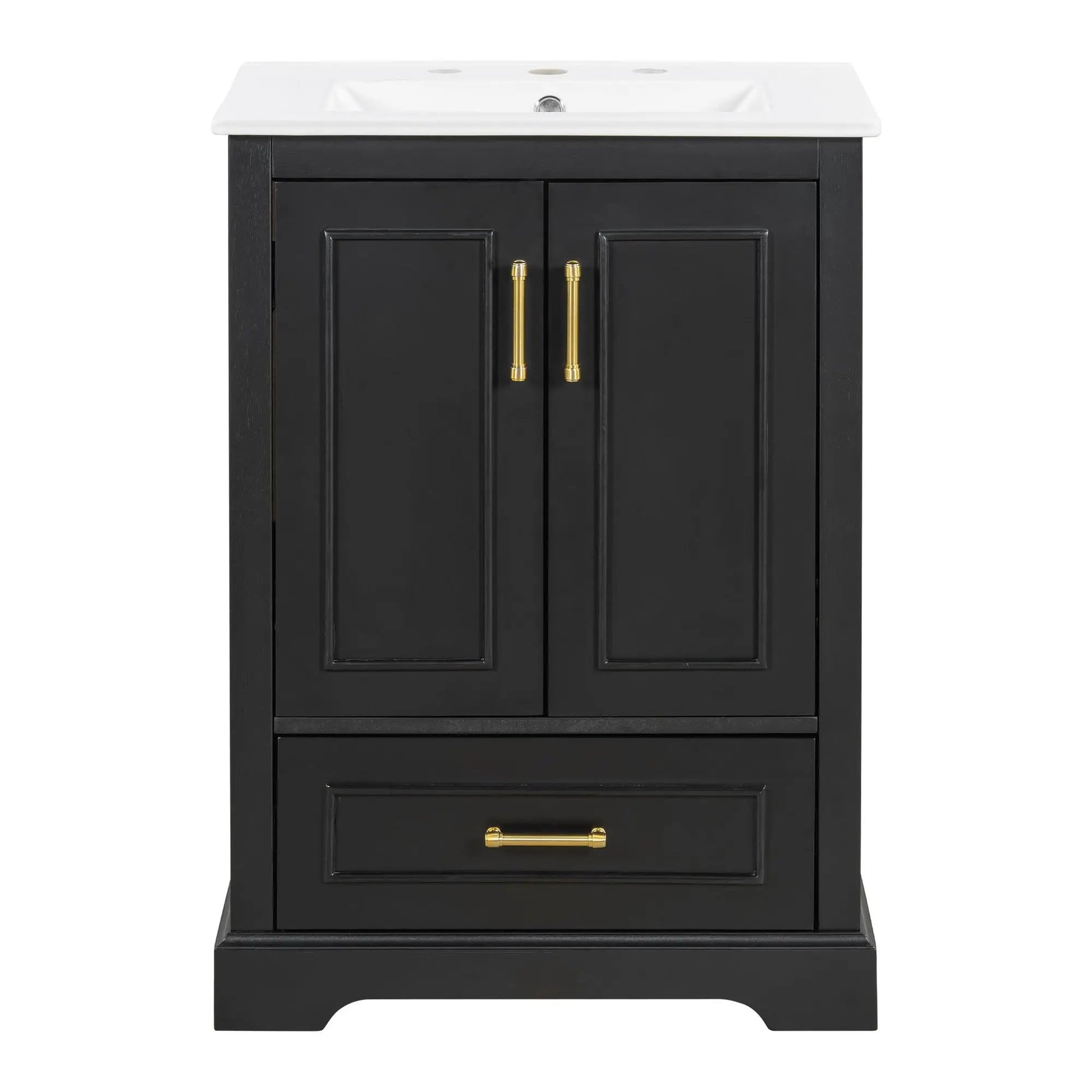 Unique Piece Furniture vanity with sink in black cabinet, 1 drawer and 2 doors, hardware on Tampa Home & Garden Store
