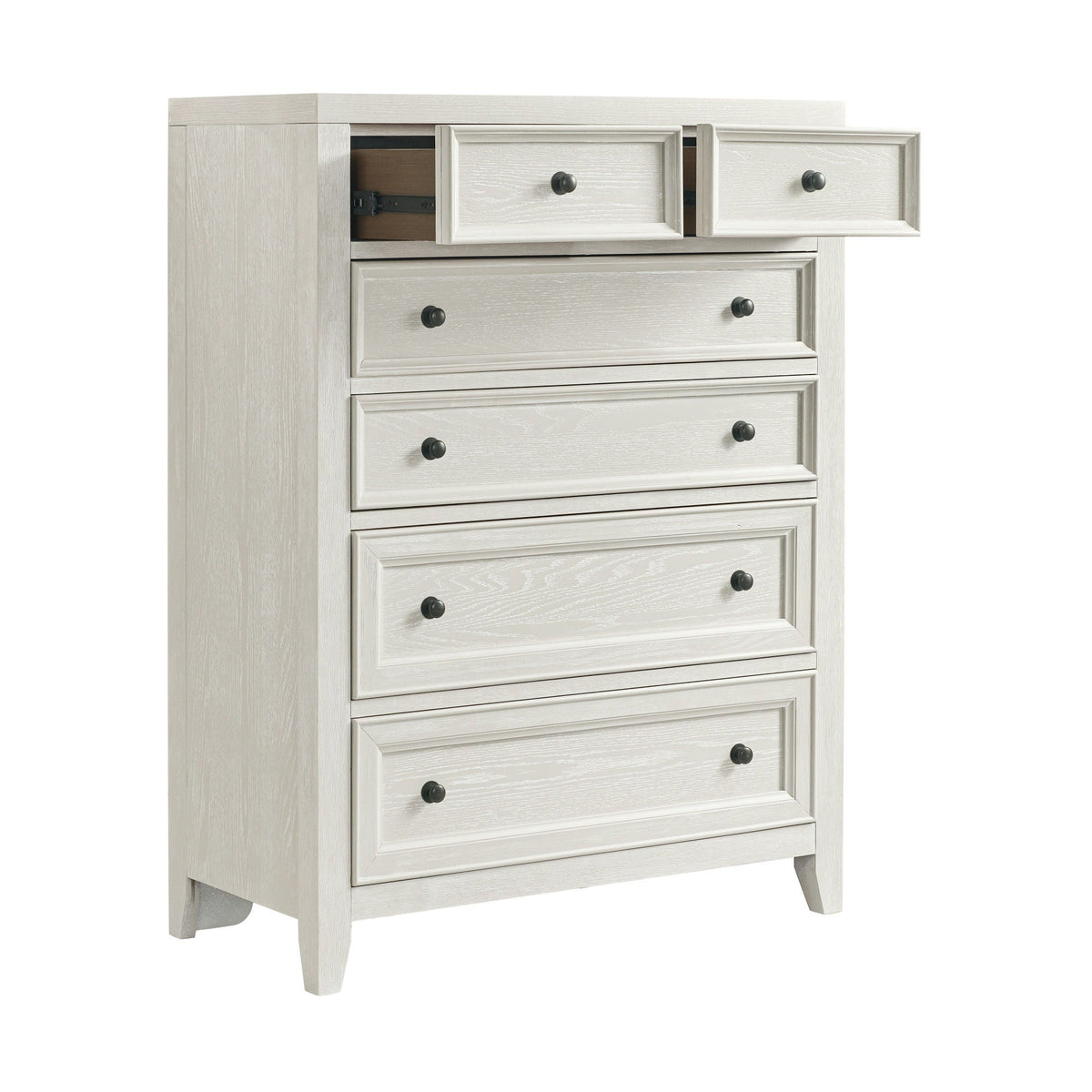 6-drawer accent chest with smooth slides in whitewashed gray finish, black knobs HouseOfZazla on Tampa Home & Garden Store